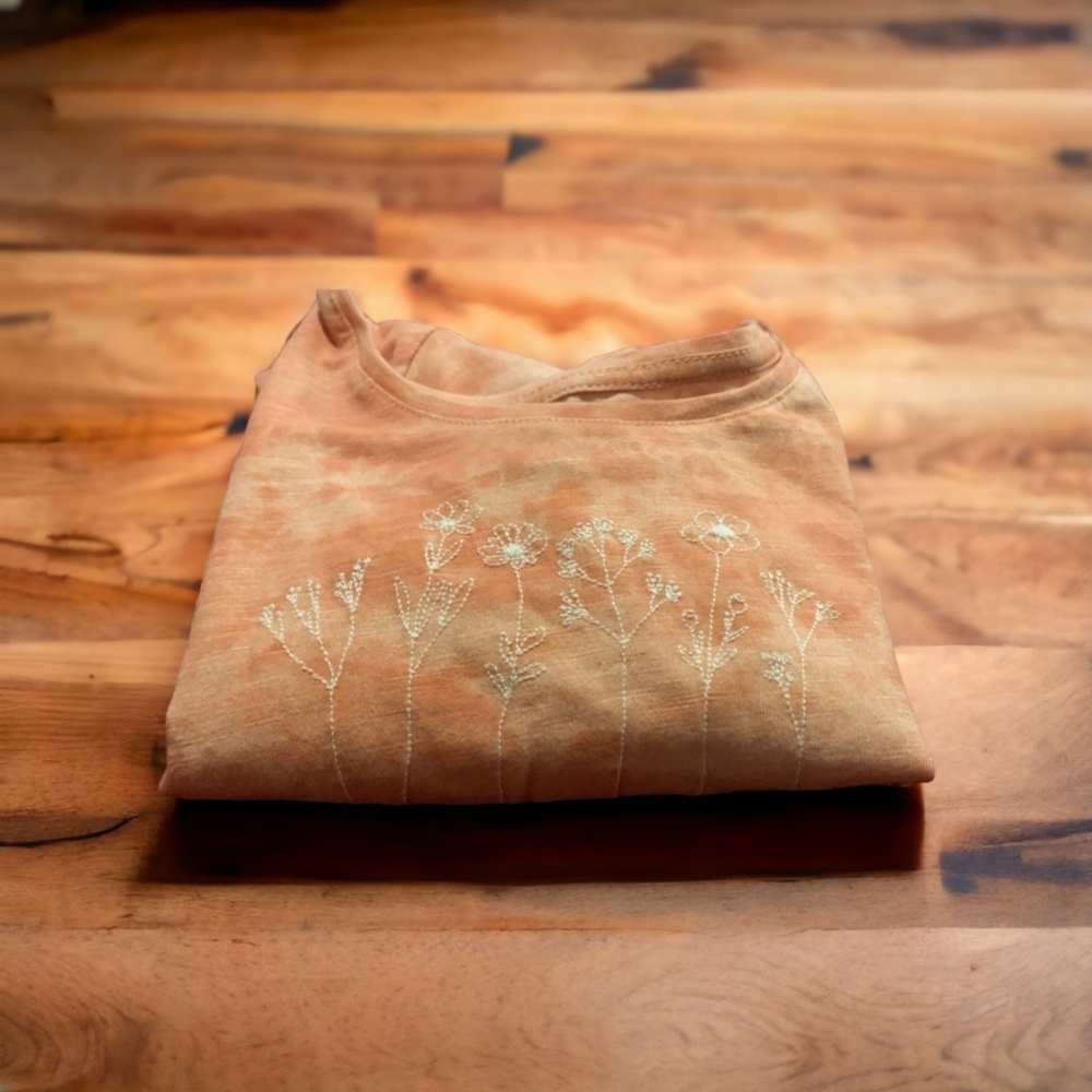 Short Sleeve Floral Tie-Dye Jersey Tee w/ Scruncie to Tie Girls